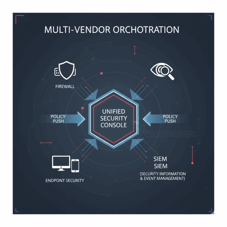 Multi-vendor system orchestration (firewall + endpoint + SIEM)